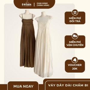 Váy dây dài chấm bi
